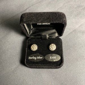Sterling Silver Diamond Cluster 1/10 ct. Earrings